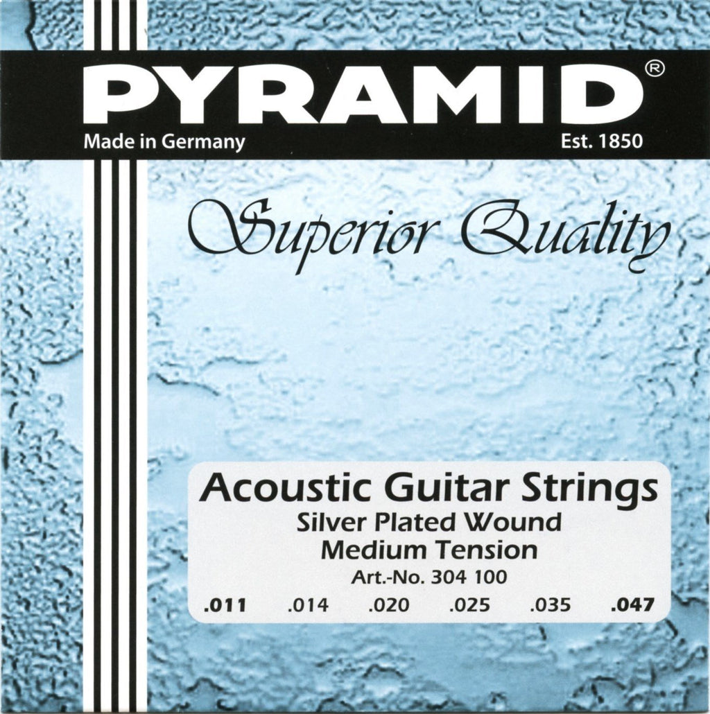 Pyramid Acoustic Guitar Strings  "Silver Plated" Set, Medium (Model: 304 100 )