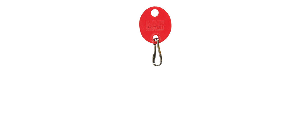 MMF Industries Write-On Oval Key Tags with Snap-Hook, Red, 20-Pack (201800907)