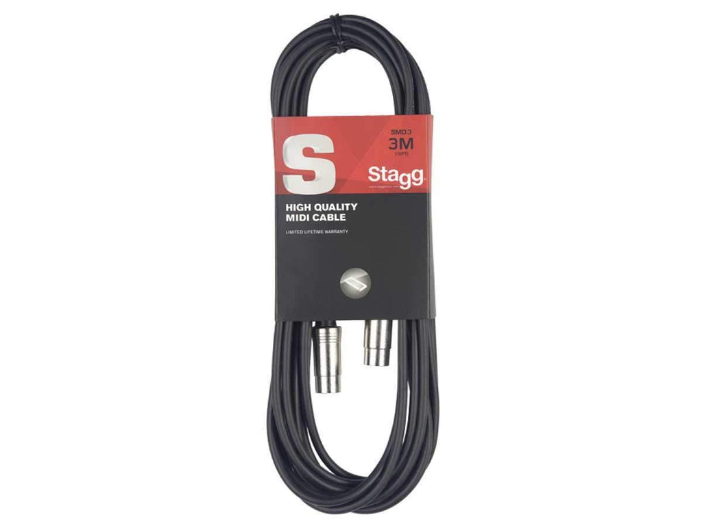 Stagg SMD3 S-Series Male DIN to Male DIN MIDI Cable - 10ft.