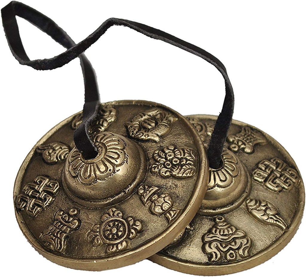 Tingsha Tibetan Bell (Chimes) Buddhist Lucky Symbols (Medium)