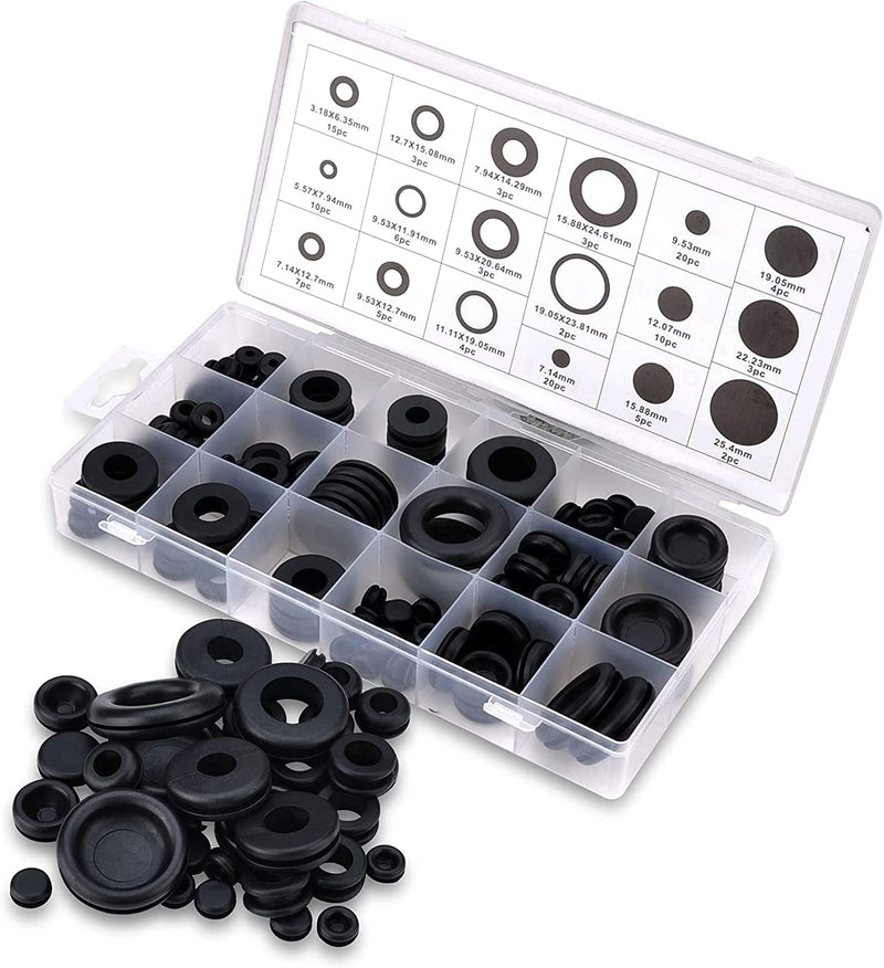 [AUSTRALIA] - Cal-Hawk AZGA125 Rubber Grommet Assortment Set, Black 