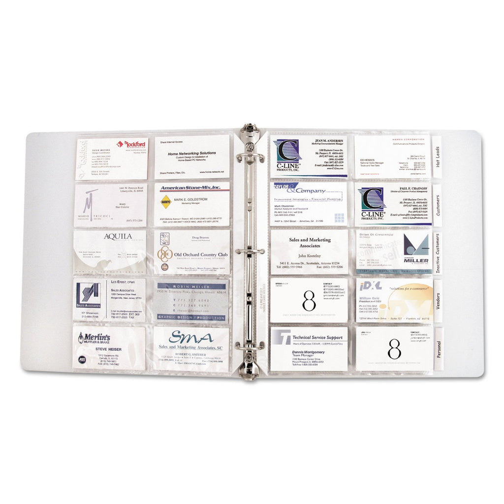 C-Line Business Card Binder Pages, 20 3 1/2 Cards per Page, Clear, 10 Pages per Pack