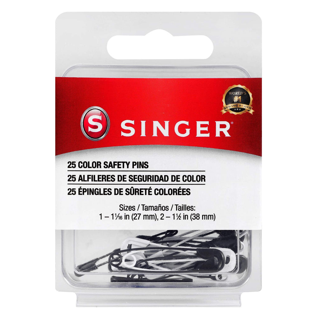 SINGER 00296 Black and White Safety Pins, Assorted Sizes, 25-Count 1