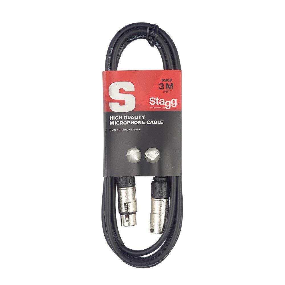 [AUSTRALIA] - Stagg SMC3 S-Series Male XLR to Female XLR Microphone Cable - 10ft 3M BLack 