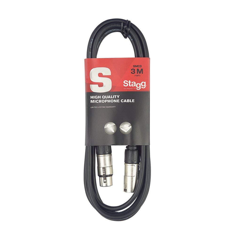 [AUSTRALIA] - Stagg SMC3 S-Series Male XLR to Female XLR Microphone Cable - 10ft 3M BLack 