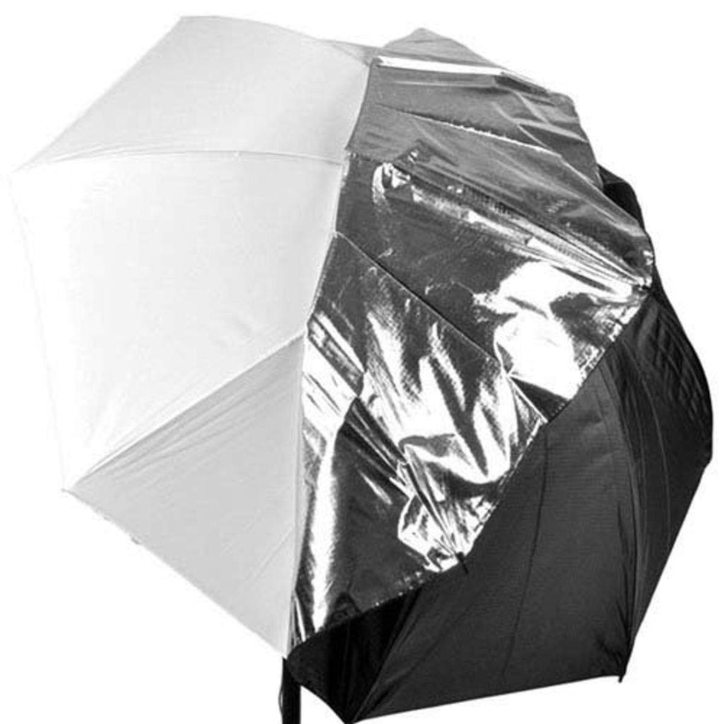 CowboyStudio 43in White Satin Umbrella with Reflective Silver Backing and Removable Black Cover 43 inch