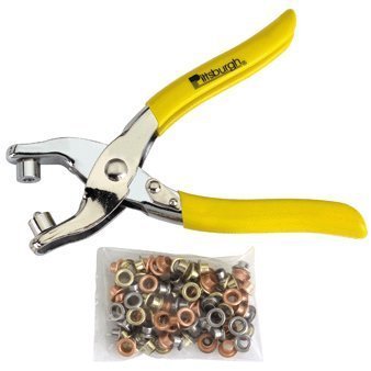 Grommet Pliers with Qty 100, 3/16" Grommets of Brass, Steel, Copper