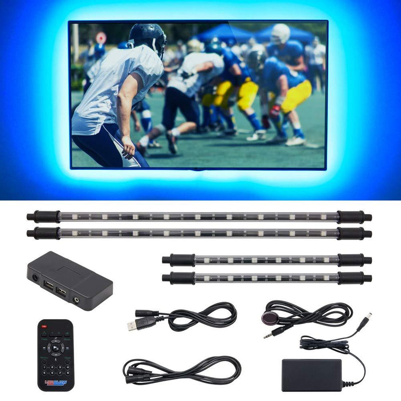 [AUSTRALIA] - LEDGlow 4pc Million Color LED Home Theater TV Accent Bias Lighting Kit - (2) 15" & (2) 9 " Multi-Color Light Tubes Mount Behind The Television - Includes Control Box & Remote 