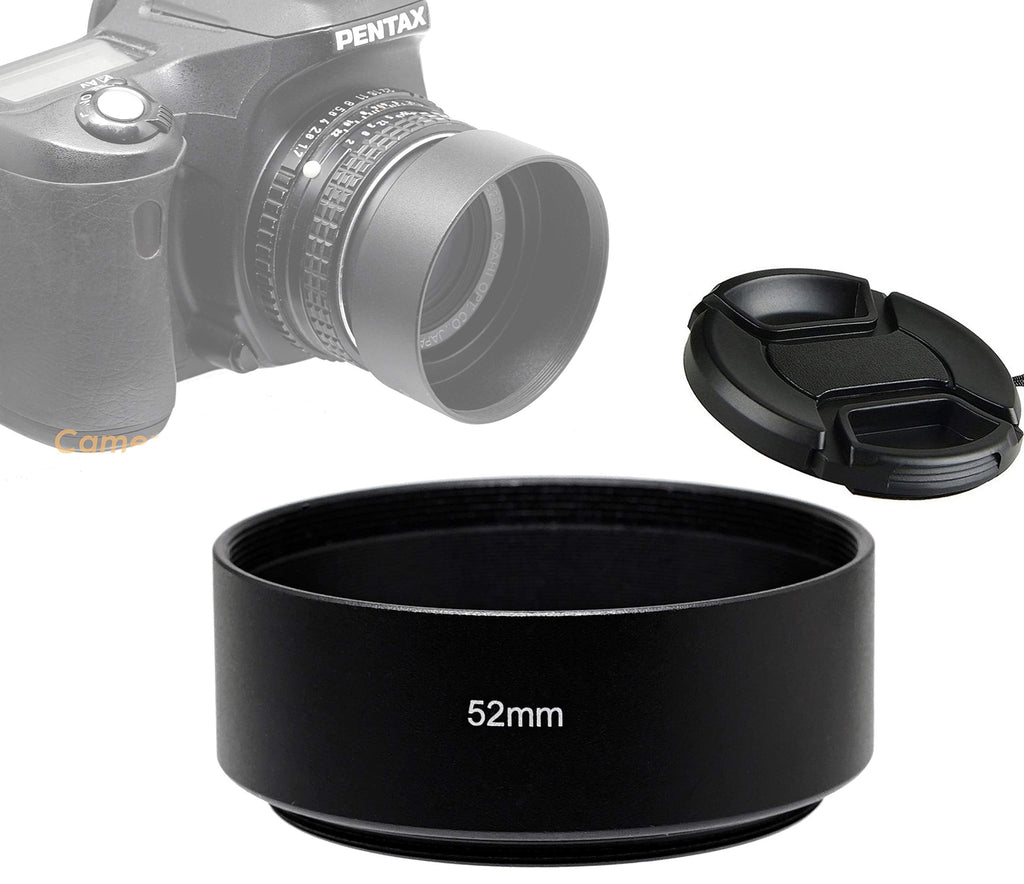 Fotasy Metal 52mm Lens Hood for Nikkor AF 35mm f/2 35mm f/1.4 Nikkor 50mm f/1.8 50mm f/1.4 Lens, 52mm Lens Hood for Canon Fuji Leica Leitz Olympus Panasonic Pentax Sony Lens, 52mm Screw-in Lens Hood