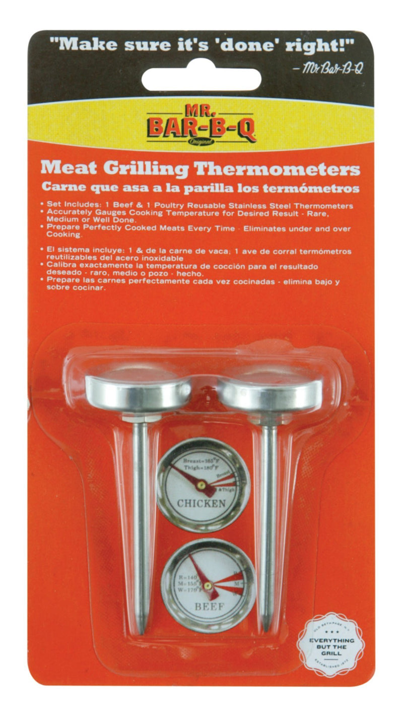 Mr. Bar-B-Q 40146X Stainless Steel Meat Grilling Thermometers, 2 Pack