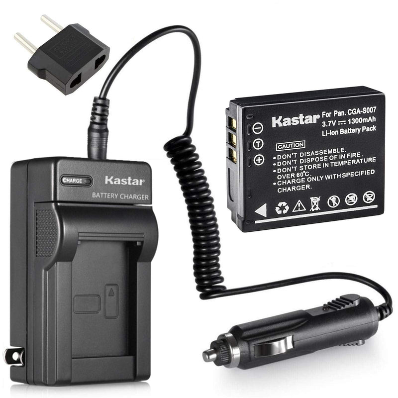 [AUSTRALIA] - Kastar Li-Ion Battery + Charger for Panasonic LUMIX DMC-TZ1 DMC-TZ2 DMC-TZ3 DMC-TZ4 DMC-TZ5 CGA-S007 CGA-S007A + Car Plug 