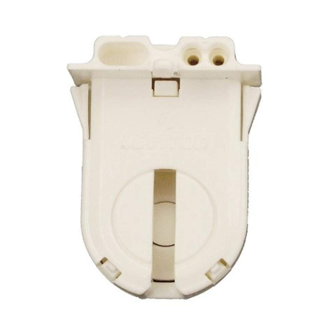 Leviton 23653-WP Medium Base, T8-T12 Bi-Pin, Standard Fluorescent Lampholder, Low Profile, Snap-In or Slide-ON, Lamp-Lock, Internal Shunt, White