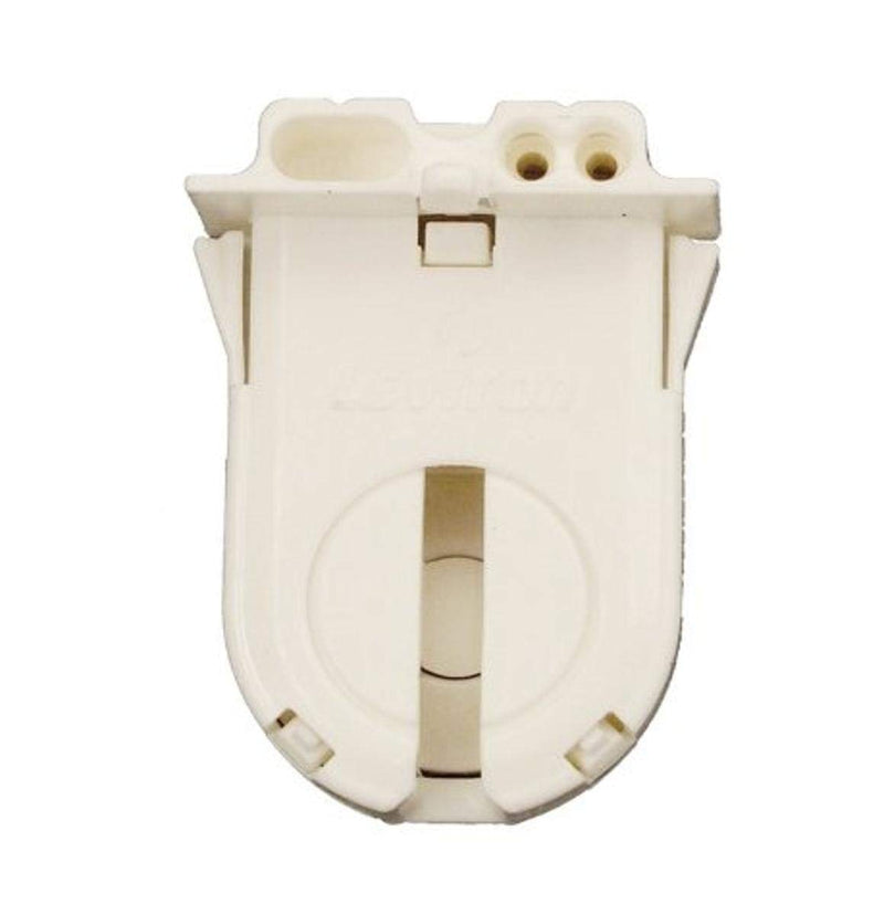 Leviton 23653-WP Medium Base, T8-T12 Bi-Pin, Standard Fluorescent Lampholder, Low Profile, Snap-In or Slide-ON, Lamp-Lock, Internal Shunt, White