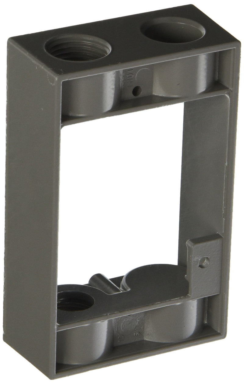 1-Gang Weatherproof Extension Adapter, Two 1/2 in. Threaded Outlets, Gray