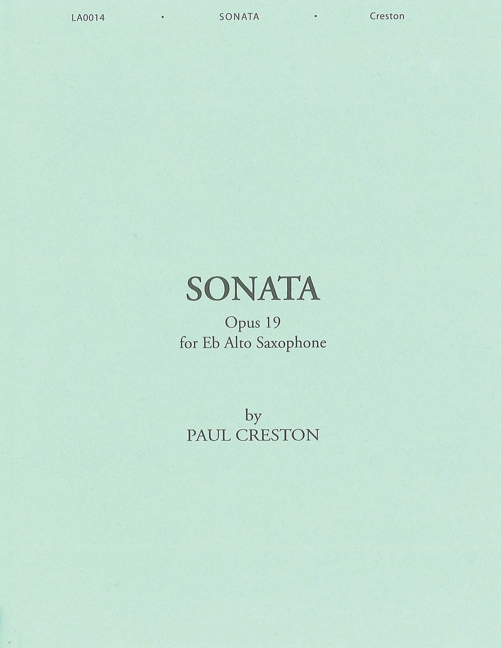 Sonata, Op. 19, for E-Flat Alto Saxophone- Alto Sax