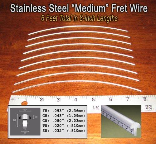 Guitar Fret Wire - Super-durable Stainless Steel Medium Gauge - Six Feet