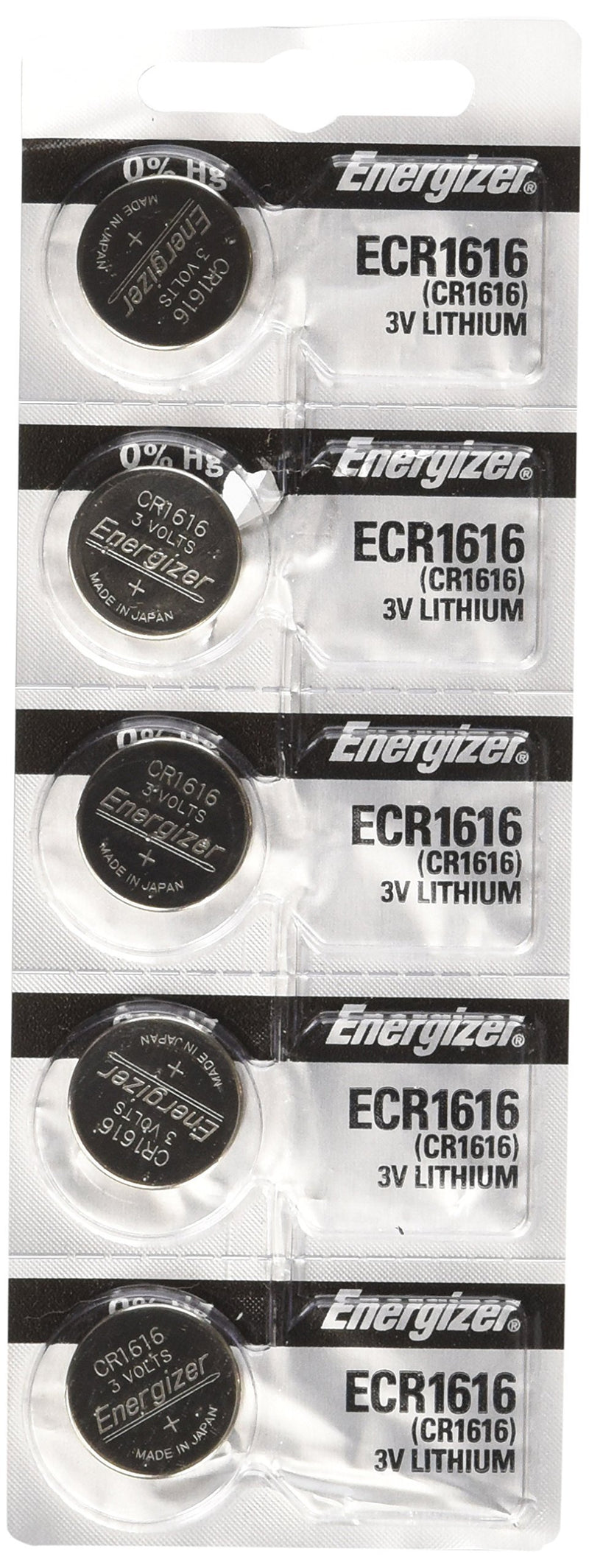 Energizer CR1616 3V Lithium Battery -Pack of 5 5 Count (Pack of 1)