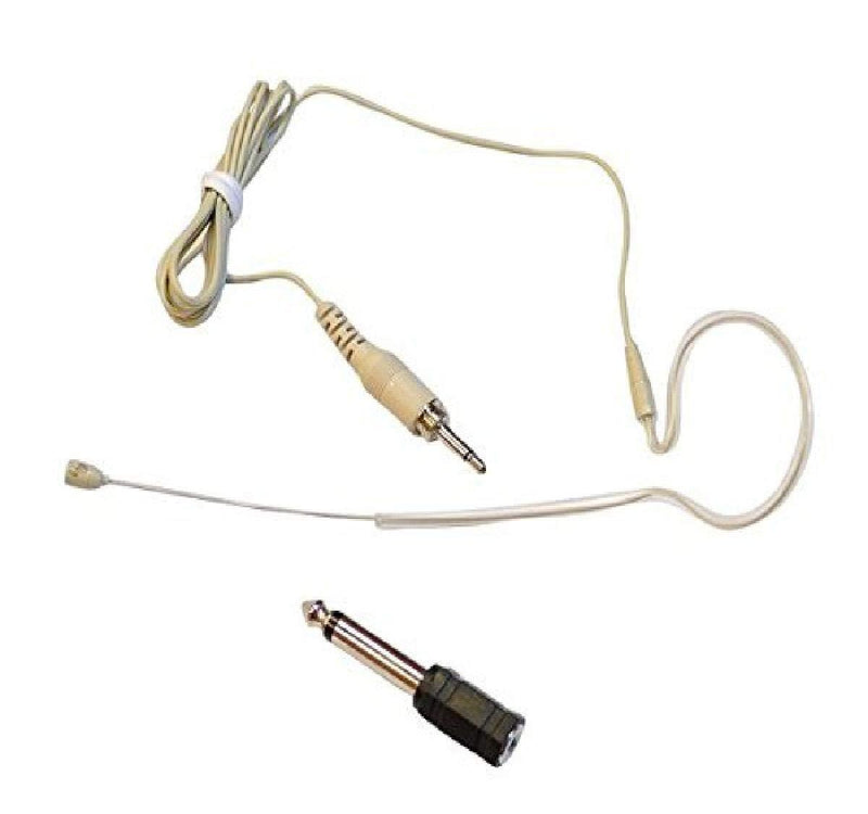 [AUSTRALIA] - Over Ear Boom Microphone Headset - Professional Hands Free Omnidirectional Wired Audio Condenser Microphone Headset w/ 3.5mm / 1/4" Adapter, 1.2m Cable, and Windscreen - Pyle Pro PMEM1 (Beige) 
