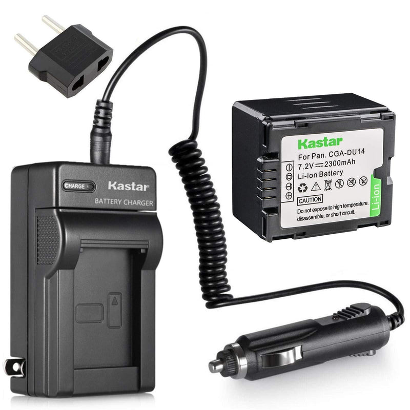 Kastar Battery and Charger for Panasonic VDR-D230 VDR-D250 VDR-D300 VDR-D310 VDR-M30 VDR-M50 VDR-M53 VDR-M70 VDR-M95 VDR-M250 Camcorder and CGA-DU06 CGA-DU07 CGA-DU14 CGA-DU21 Battery