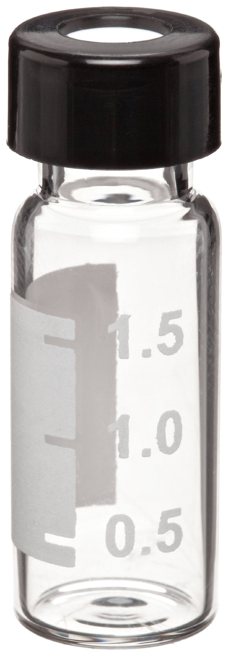 Wheaton W225153-0601 Borosilicate Glass 1.8mL Writing Patch Vial with 0.010 PTFE Lined 9mm ABC Screw Cap, Amber/Black (Case of 100)