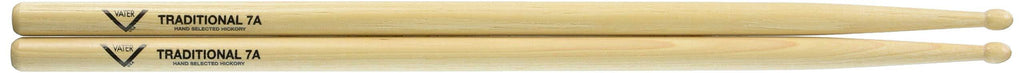 Vater 7A Traditional Wood Tip Hickory Drumsticks, Pair