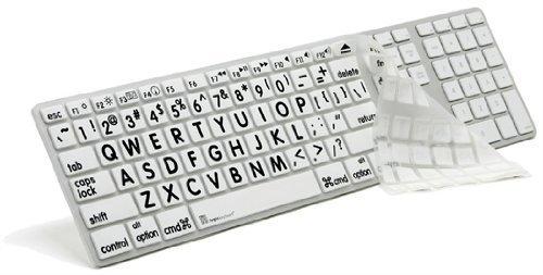 LogicKeyboard LogicSkin White Keyboard Cover Compatible with Black Large Print Apple Ultra Thin - LS-LPRNTBW-M89-US
