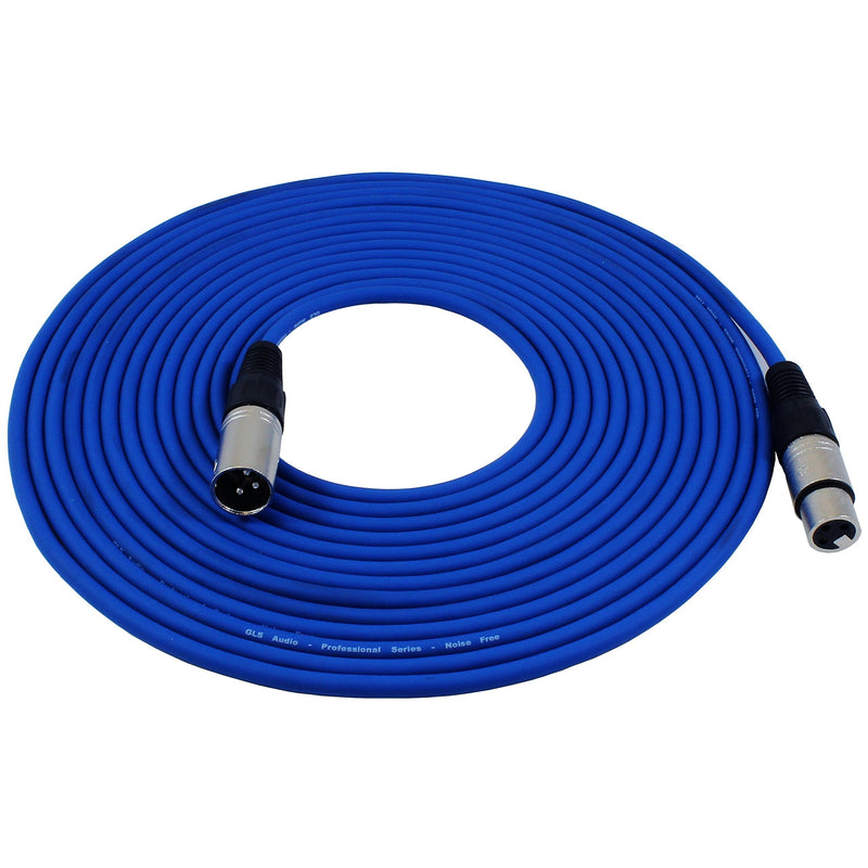 [AUSTRALIA] - GLS Audio 25ft Colored Blue Mic Cable Patch Cords - XLR Male to XLR Female Blue Microphone Cables - 25' Balanced Mike Snake Cord 