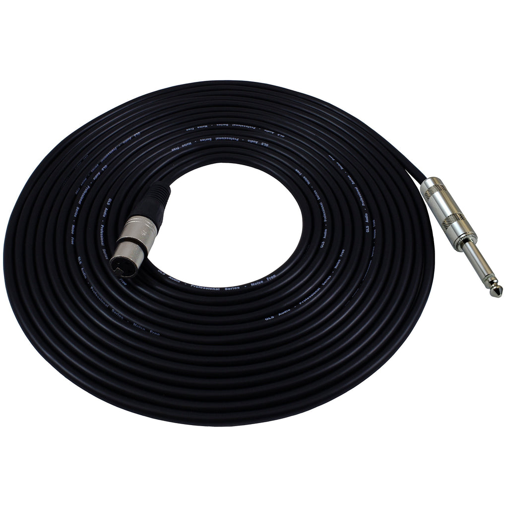 [AUSTRALIA] - GLS Audio 25ft Mic Cable Cords - XLR Female to 1/4" TS Black Cables - 25' Mono Mike Snake Cord 