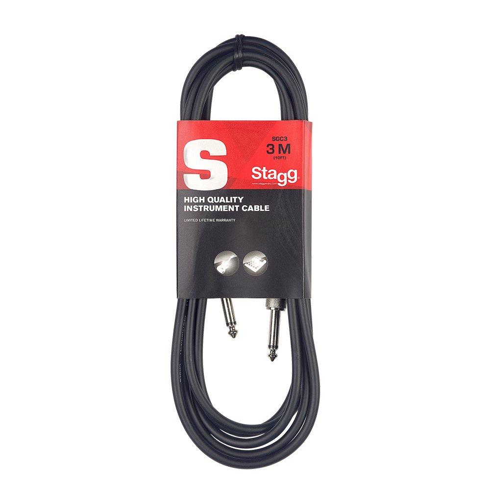 [AUSTRALIA] - Stagg SGC3 S-Series Instrument Cable with Phone Plug to Phone Plug Connectors - 10ft. 