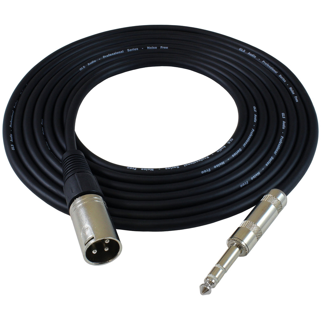 [AUSTRALIA] - GLS Audio 12ft Patch Cable Cords - XLR Male To 1/4" TRS Black Cables - 12' Balanced Snake Cord - SINGLE (NOTE: NOT A MIC CABLE!!!) 
