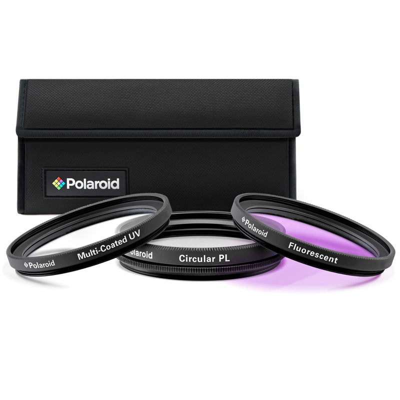 Polaroid Optics 55mm 3-Piece Filter Kit Set [UV,CPL,FLD] includes Nylon Carry Case – Compatible w/ All Popular Camera Lens Models 55 mm