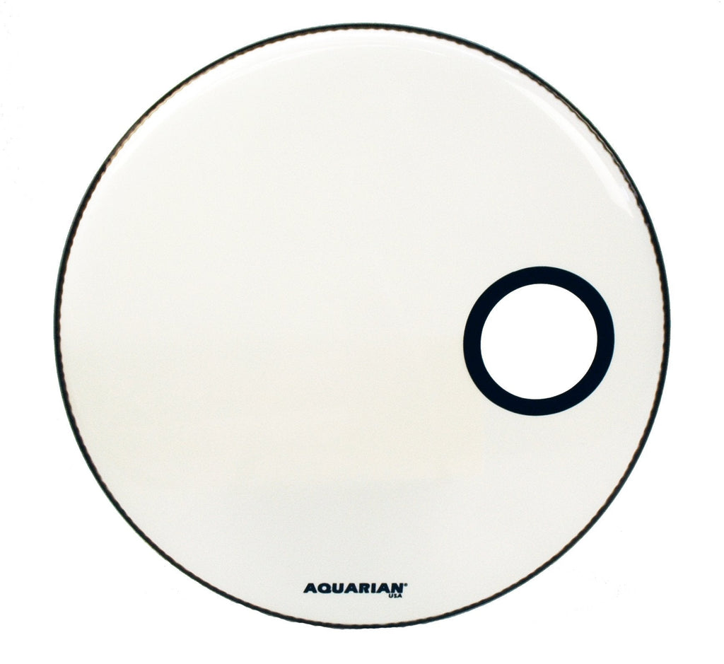 Aquarian Drumheads SMPTCC18BWH Offset Ported Bass 18-inch Bass Drum Head, goss white