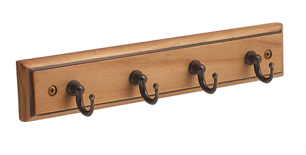 Amerock Key & Gadget Hook Rack | 8-5/8 in (219 mm) 4 Hook | Honey Pine/Oil-Rubbed Bronze