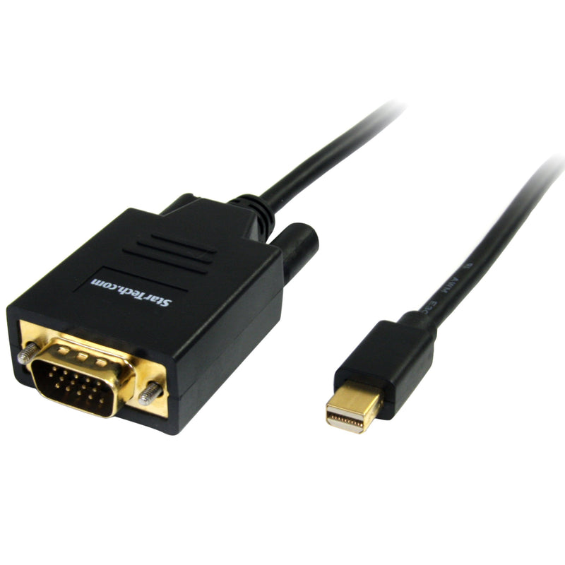 StarTech.com 6ft (2m) Mini DisplayPort to VGA Cable - Active Mini DP to VGA Adapter Cable - 1080p Video - mDP 1.2 or Thunderbolt 1/2 Mac/PC to VGA Monitor/Display - Converter Cord (MDP2VGAMM6) Black VGA (M/M) Single