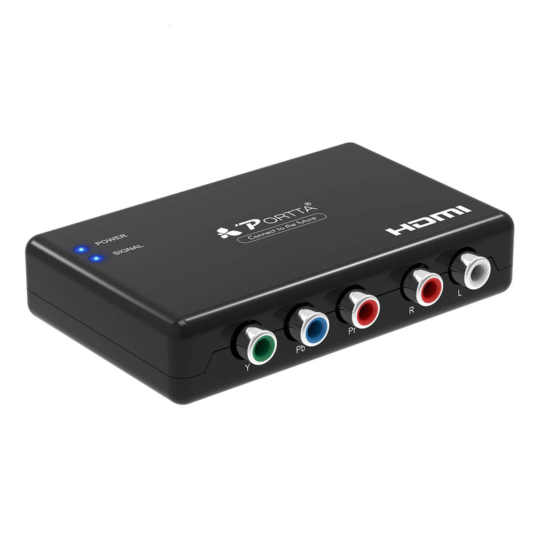 Portta Component to HDMI Converter, Portta YPbPr Component RGB + R/L Audio to HDMI Converter v1.3 Support 1080P 24bit 2 Channel Audio LPCM for HDTV PS3 PS4 HDVD Player Wii Xbox and More RGB to HDMI
