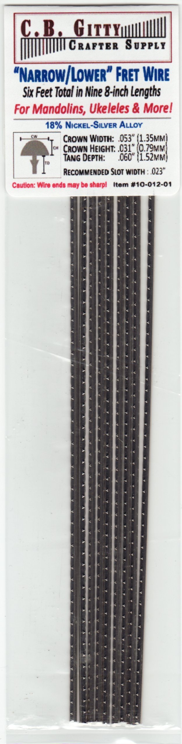 6-foot set of Narrow-Lower Fret Wire for Mandolin, Ukulele, Dulcimer & More