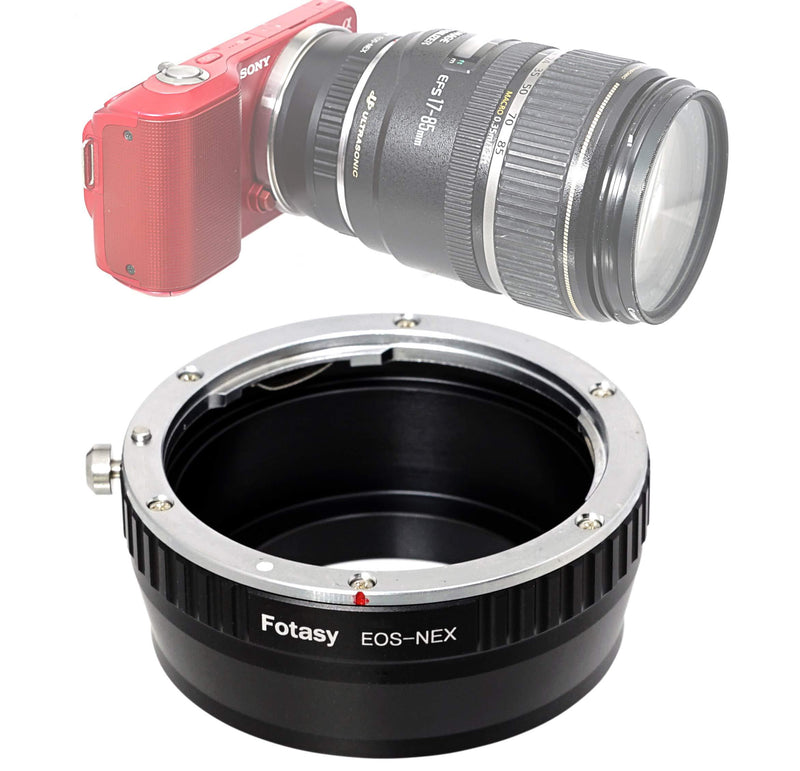 Fotasy Manual Canon EF Lens to Sony E-Mount Adapter, EF to EMount, EFs Lense to E Mount, fits Sony Alpha NEX-5T NEX-6 NEX-7 a3000 a3500 a5000 a5100 a6000 a6100 a6300 a6400 a6400 a6500 a6600, NAEF, Canon EF - E-Mount