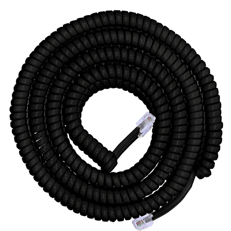 Power Gear Coiled Telephone Cord, 4 Feet Coiled, 25 Feet Uncoiled, Phone Cord works with All Corded Landline Phones, For Use in Home or Office, Black, 76139 1 Pack