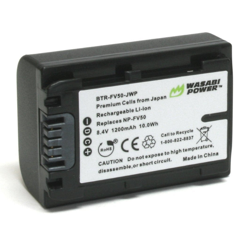 Wasabi Power Battery for Sony NP-FV30, NP-FV40, NP-FV50 and Sony DCR-SR15, SR21, SR68, SR88, SX15, SX21, SX44, SX45, SX63, SX65, SX83, SX85, FDR-AX100, HDR-CX105, CX110, CX115, CX130, CX150, CX155, CX160, CX190, CX200, CX210, CX220, CX230, CX260V, CX29...