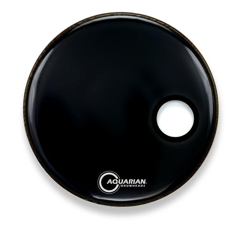 Aquarian Drumheads SMPTCC16BBK Offset Ported Bass 16-inch Bass Drum Head, gloss black