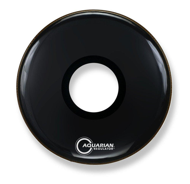 Aquarian Drumheads RPT18BK Regulator Black 18-inch Bass Drum Head, gloss black