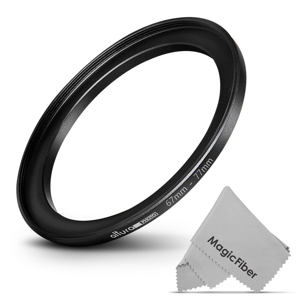 Altura Photo 67-77MM Step-Up Ring Adapter (67MM Lens to 77MM Filter or Accessory) + Premium MagicFiber Cleaning Cloth