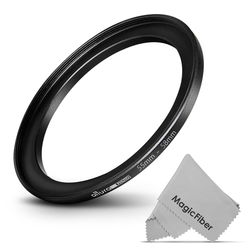 Altura Photo 55-58MM Step-Up Ring Adapter (55MM Lens to 58MM Filter or Accessory) + Premium MagicFiber Cleaning Cloth