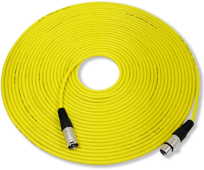 GLS Audio 50ft Mic Cable Patch Cord - XLR Male to XLR Female Yellow Microphone Cable - 50' Balanced Mike Snake Cord