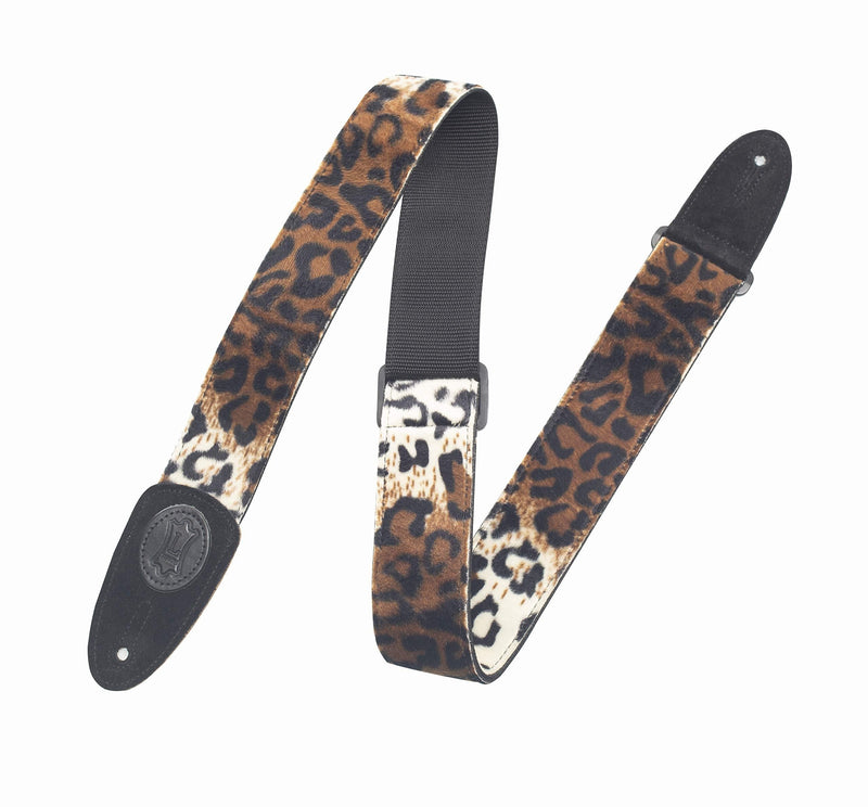 Levy's Leathers 2" Faux-Fur Leopard Print Guitar Strap with Genuine Leather Ends; (MSSF8-LYX) MSSF8-LYX