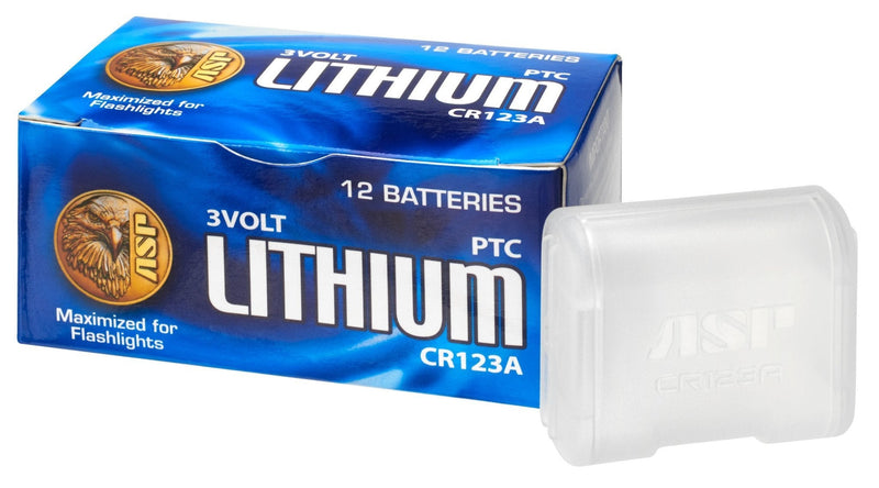 ASP CR123A 3V Lithium Batteries, Storage Case Included, 12-Pack