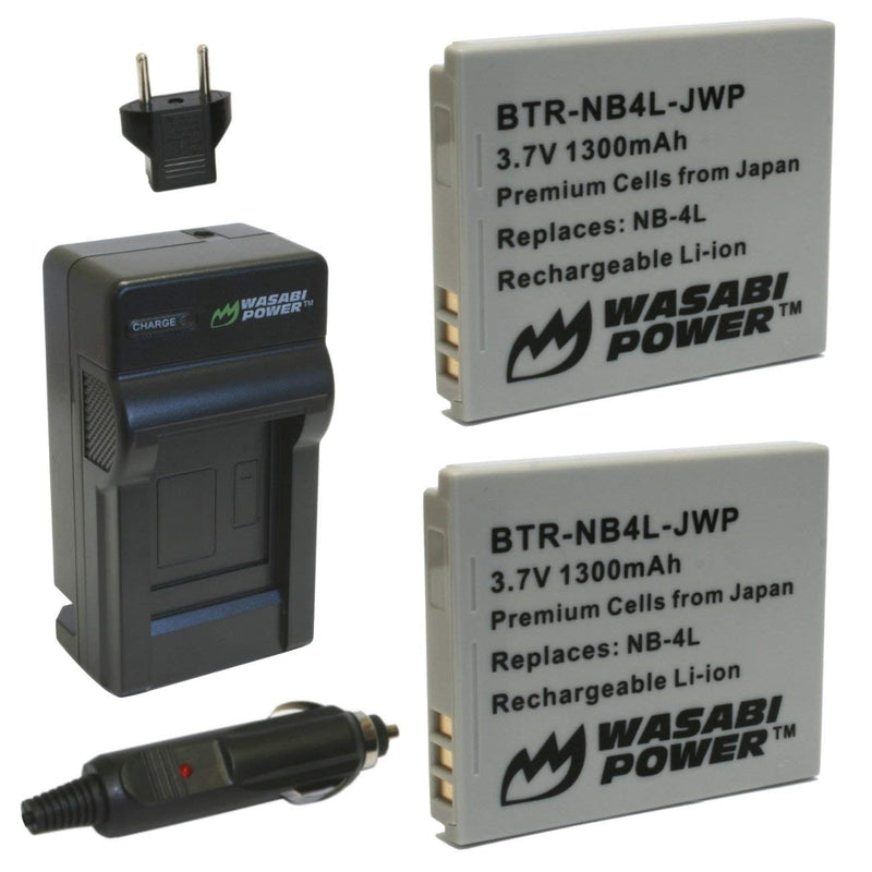 [AUSTRALIA] - Wasabi Power Battery (2-Pack) and Charger for Canon NB-4L 