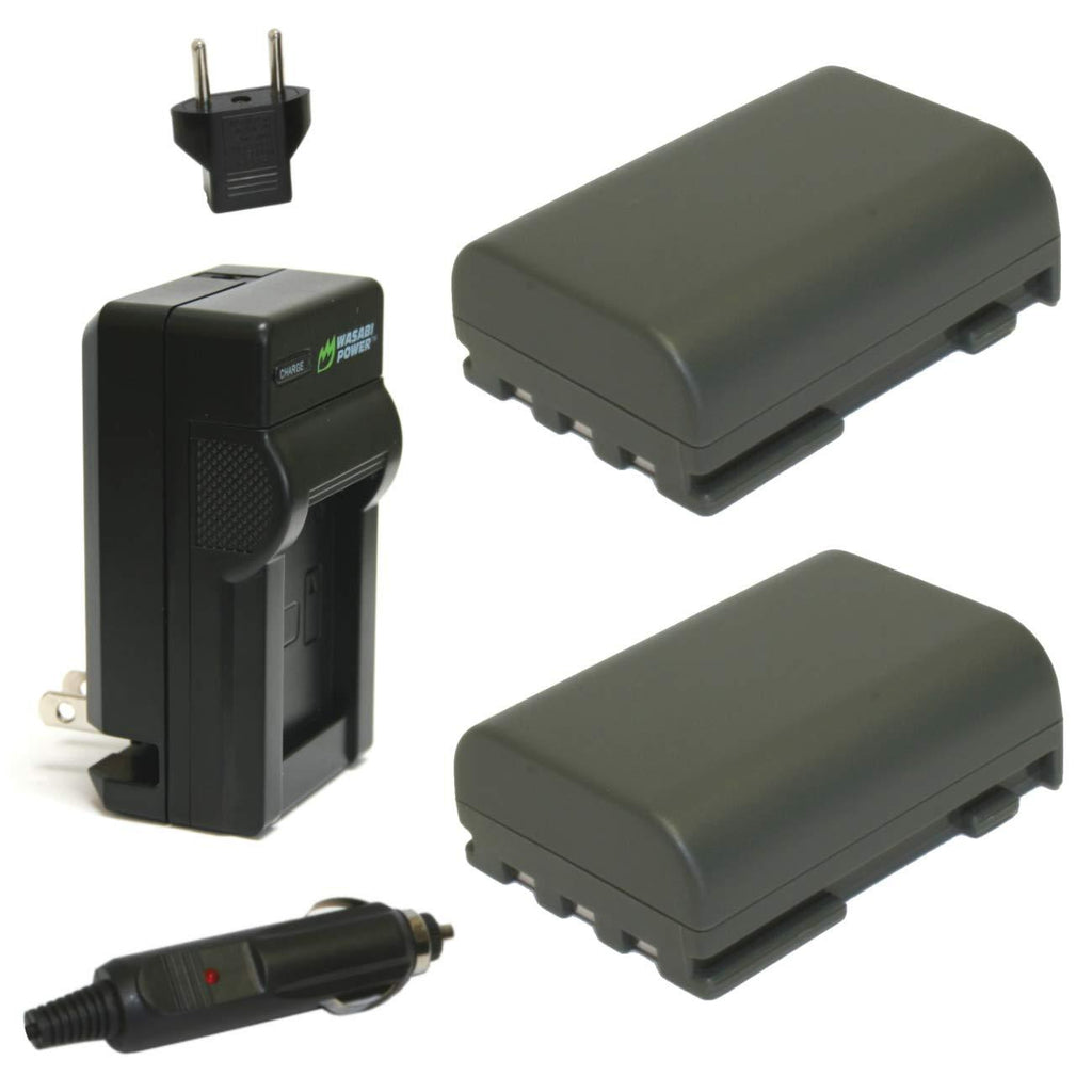 Wasabi Power Battery (2-Pack) and Charger for Canon NB-2L, NB-2LH, BP-2L5, BP-2LH and Canon DC301, DC310, DC320, DC330, DC410, DC420, Elura 40, 50, 60, 65, 70, 80, 85, 90, EOS 350D, 400D, Digital Rebel XT, XTi, FV500, FVM20, FVM30, FVM100, FVM200, HG10...