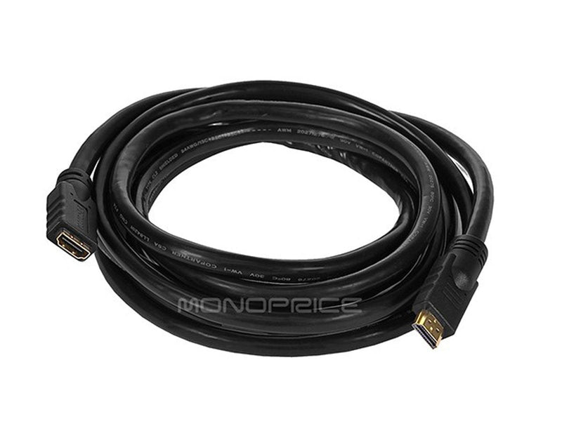 Monoprice Commercial Series Premium 10ft 24AWG CL2 High Speed HDMI Cable Male to Female Extension - Black 10 Feet