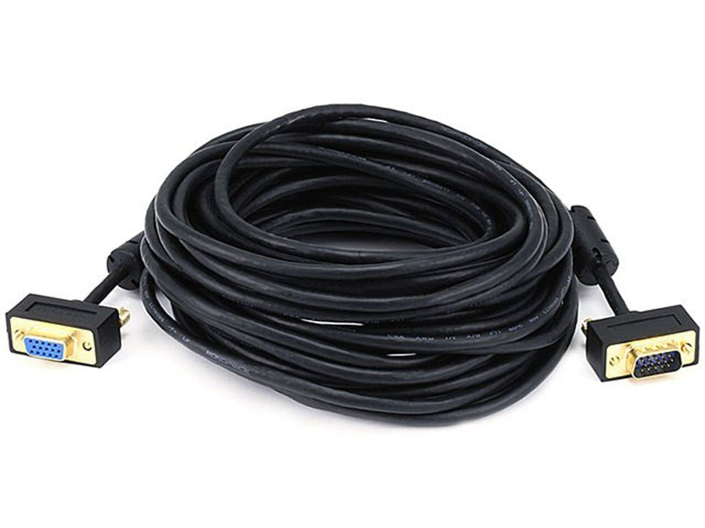 Monoprice 35ft Ultra Slim SVGA Super VGA 30/32AWG M/F Monitor Cable w/ ferrites (Gold Plated Connector) 35 Feet